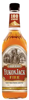 Yukon Jack Fire Whiskey 750 ML bottle with cinnamon flavor label.