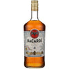 Bacardi Aged Rum Añejo Cuatro 4 Year 80 1 L bottle with golden hue and Bacardi logo.