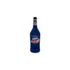 Hiram Walker Curacao Blue liqueur bottle, vibrant blue, 750 ML.
