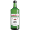 Burnett's London Dry Gin 80 1L bottle with signature flavor, quadruple distilled, gluten-free.